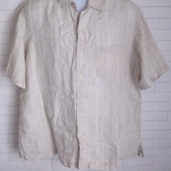 Caribbean Casual Button Down Shirt 100% Linen - Picture 2 of 5